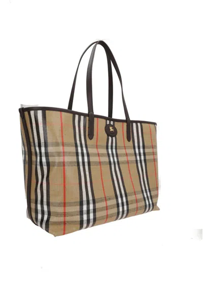 Burberry Womens Highlands Medium Cotton-blend Tote Bag Sand In Multi
