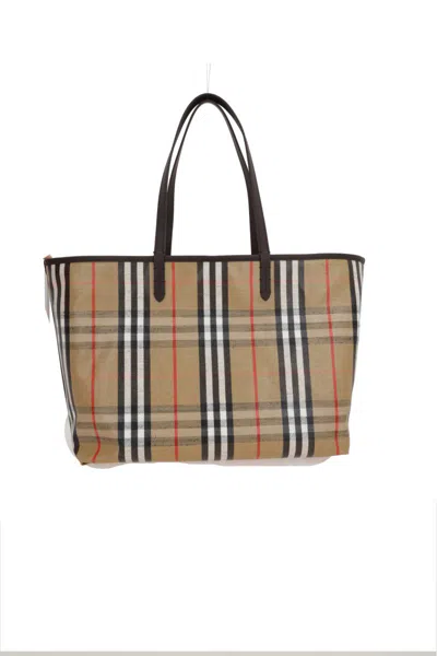 Burberry Womens Highlands Medium Cotton-blend Tote Bag Sand In Multi
