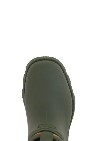Burberry Olive Green Rubber Marsh Stamp Ankle Boots In Green