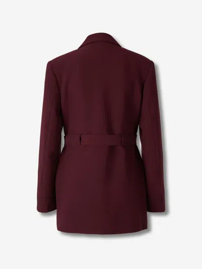 Ganni Womens Notched-lapel Eyelet Woven Blazer Port Royale In Red