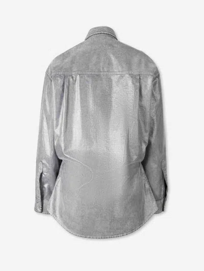 Darkpark Denim-effect Collared Shirt In Gray