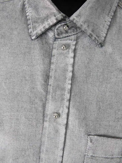 Darkpark Denim-effect Collared Shirt In Gray