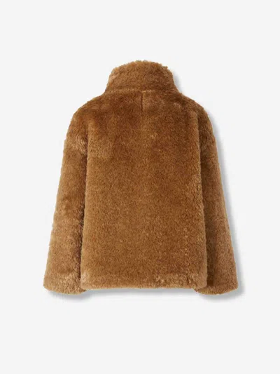 Herno Soft Faux Fur Coat In Brown