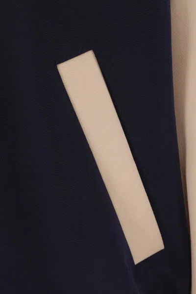 Valentino Sporty Bomber Jacket With Embroidered Details In Blue