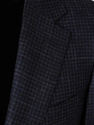 Canali Checked Single-breasted Blazer In Blue