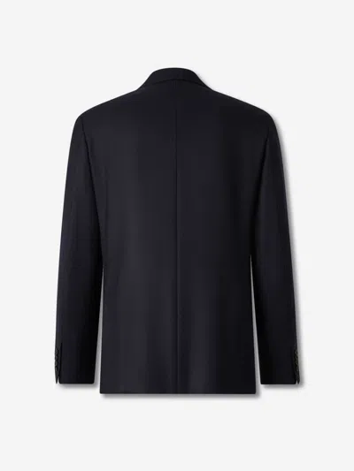 Canali Peak-lapels Wool-blend Blazer In Black
