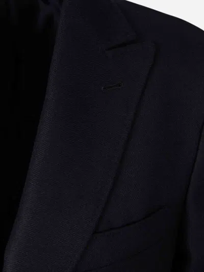 Canali Peak-lapels Wool-blend Blazer In Black