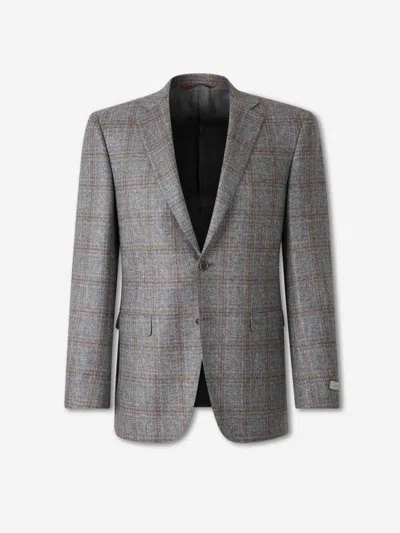 Canali Checked Single-breasted Blazer In Gray
