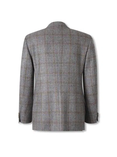 Canali Checked Single-breasted Blazer In Gray