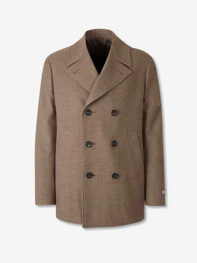 Canali Double-breasted Coat In Brown