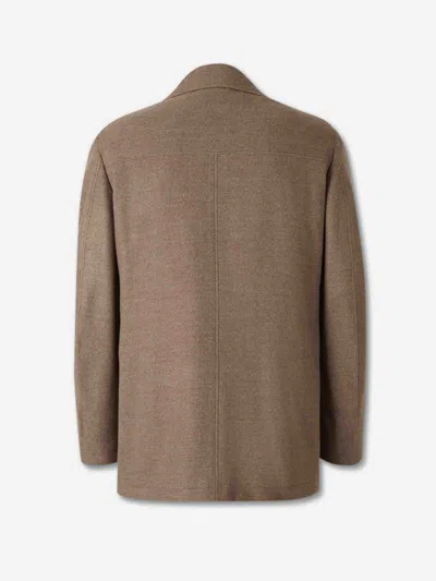Canali Double-breasted Coat In Brown
