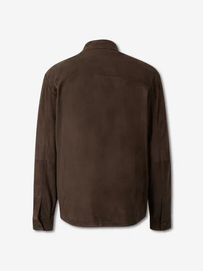 Canali Suede Button-fastening Shirt Jacket In Brown