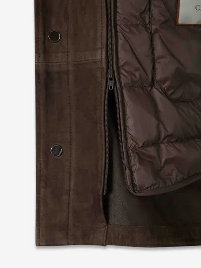 Canali Suede Button-fastening Shirt Jacket In Brown
