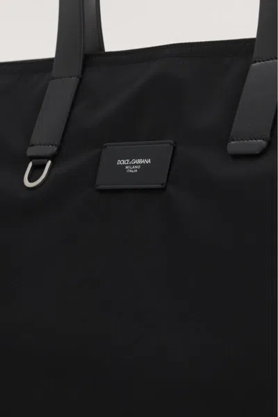 Dolce & Gabbana Structured Tote Bag With Metal Hardware And Top Handles In Black