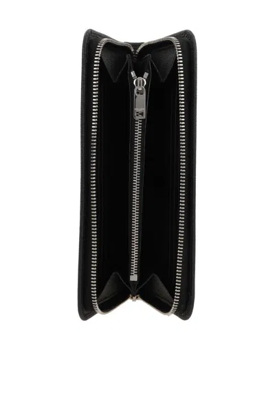 Saint Laurent Paris Black Textured Leather Zip-around Wa In Black