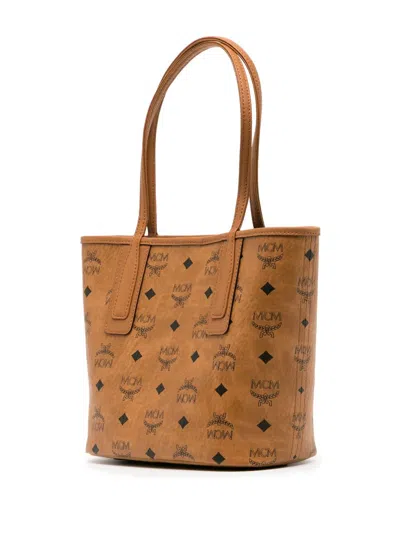 Mcm Liz Visetos Double-sided Shopping Bag In Brown