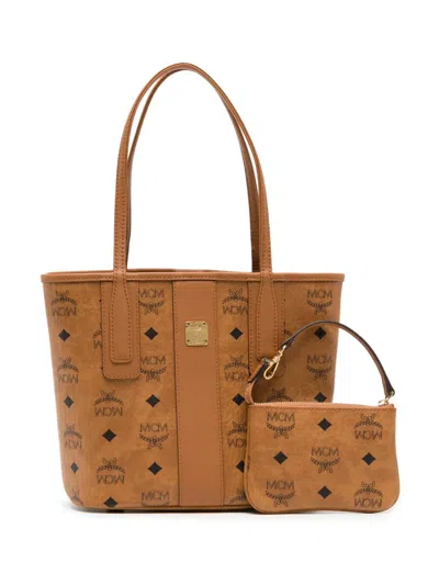 Mcm Liz Visetos Double-sided Shopping Bag In Brown