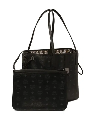 Mcm Monogram Tote Bag In Black