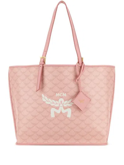 Mcm Women Printed Canvas Himmel Shopping Bag In Pink