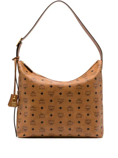 Mcm Large Aren Shoulder Bag In Brown