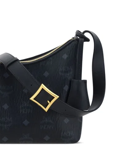 Mcm Aren Visetos Monogram Hobo Bag In Black