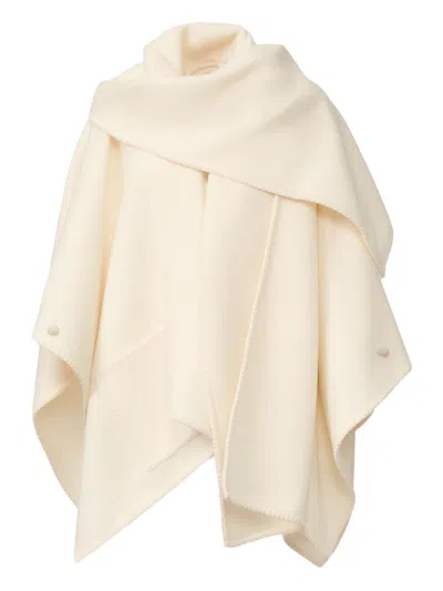Fabiana Filippi Asymmetrical Design Wool Cape In White