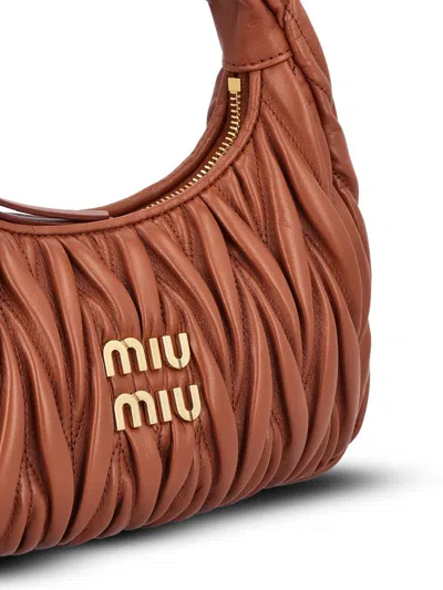 Miu Miu Matelasse Quilted Top Handle Hobo Bag In Brown