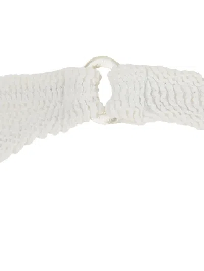 Hunza G 'misty' White Bikini With Fixed Spaghetti Straps And Cut-out With Ring In White