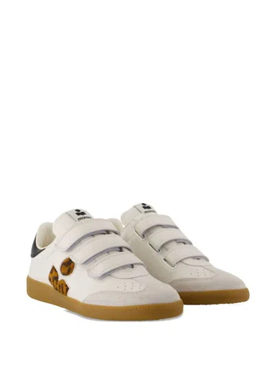 Isabel Marant Beth Gb Leopard-print Calfskin Sneakers In White