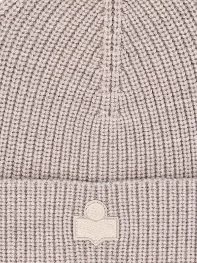 Isabel Marant Wool Hat With Logo Patch In Neutral