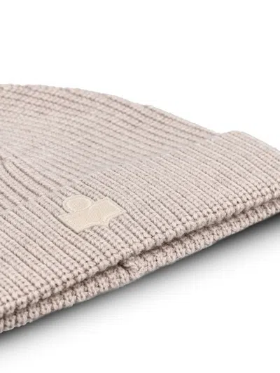 Isabel Marant Wool Hat With Logo Patch In Neutral