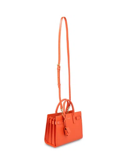 Saint Laurent Sac De Jour Nano Top-handle Bag In Smooth Leather In Orange