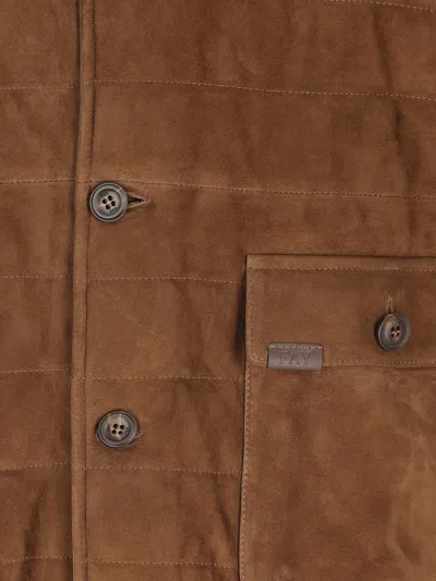 Fay Quilted-pattern Suede Bomber Jacket In Brown