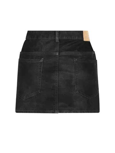 Isabel Marant Étoile Tailored Skirts With Pockets And Textured Finish In Black