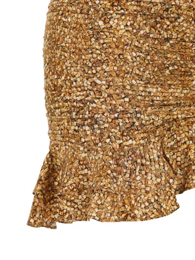 Isabel Marant Mosaic Ruffled Skirt In Gold