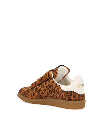 Isabel Marant Printed Suede Sneakers In Brown