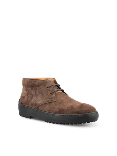 Tod's Winter Gommino Desert Boots In Suede In Brown