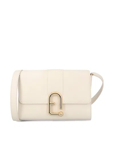 Furla Urban S Cream Leather Crossbody Bag In White
