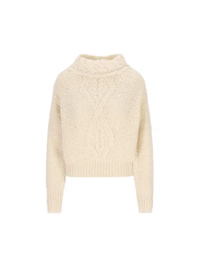 Isabel Marant Romane Irish Funnel-neck Alpaca Sweater In Neutral