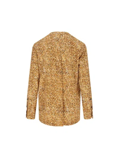 Isabel Marant Mosaic-pattern V-neck Shirt In Gold