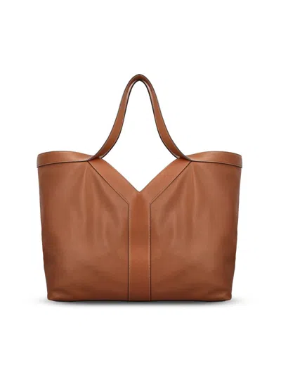 Saint Laurent Large Leather Y Tote With Bronze Hardware In Brown