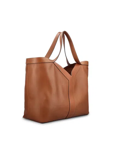 Saint Laurent Large Leather Y Tote With Bronze Hardware In Brown