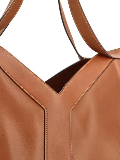 Saint Laurent Large Leather Y Tote With Bronze Hardware In Brown