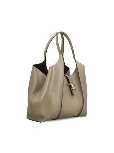 Tod's T Timeless Medium Tote In Gray