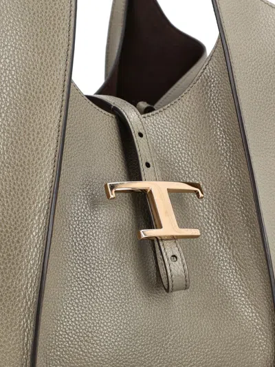 Tod's T Timeless Medium Tote In Gray