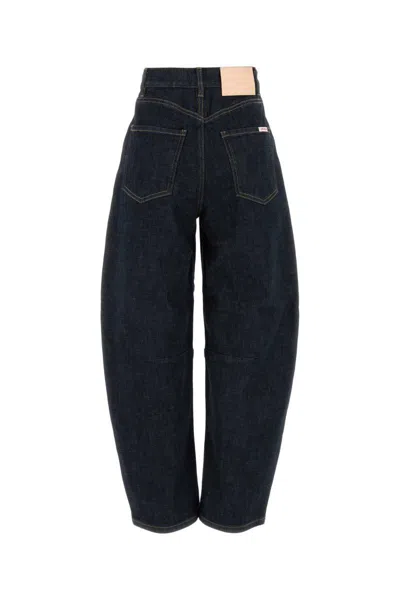Self-portrait Jeans Dalla Gamba Ampia In Denim Stretch In Blue