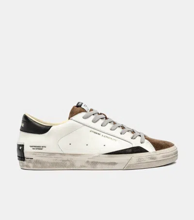 Crime London Distressed Downtown Leather-suede Sneakers In White