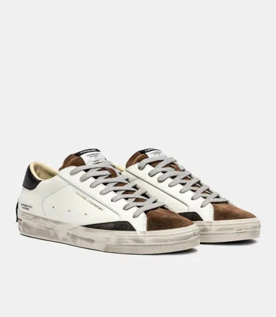Crime London Distressed Downtown Leather-suede Sneakers In White