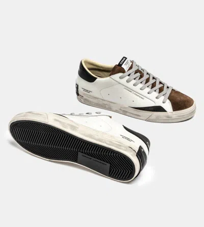 Crime London Distressed Downtown Leather-suede Sneakers In White