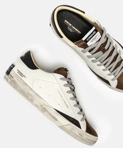 Crime London Distressed Downtown Leather-suede Sneakers In White